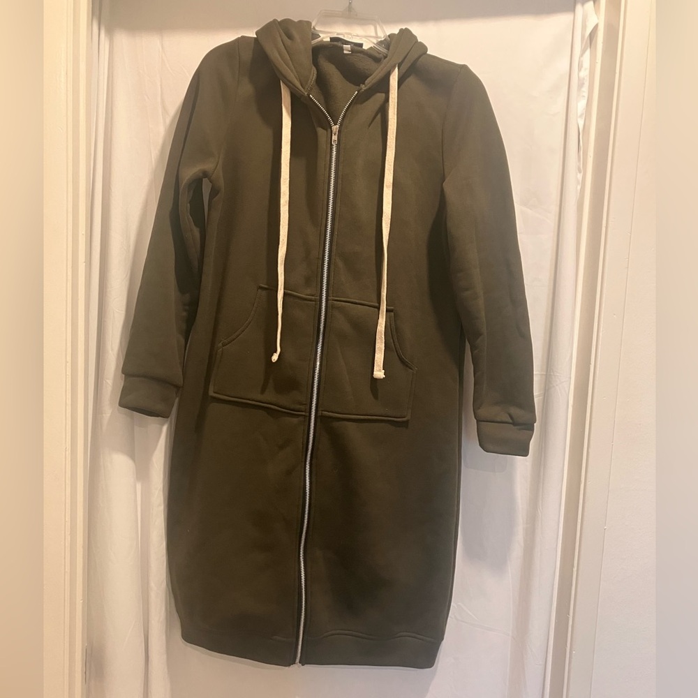 Olive Green Hooded Longline Jacket